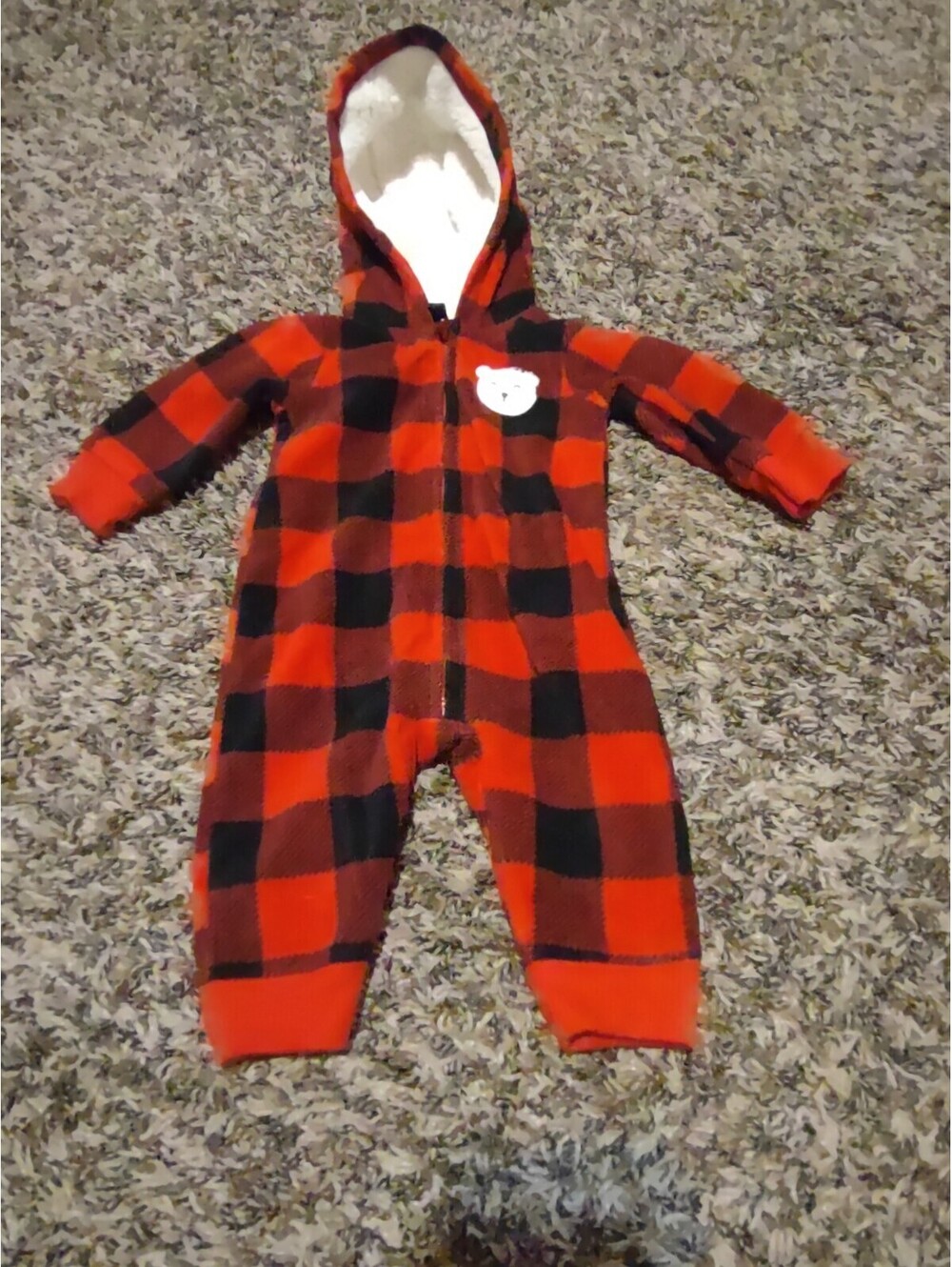 Carter's Red Buffalo Plaid One Piece Jumpsuit Size 3 Months